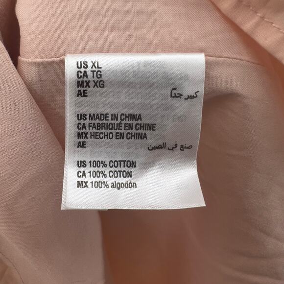 And Now This Peach Puff Sleeve Tie Trim Open Lace Up Back Summer Dress XL New - Picture 5 of 9